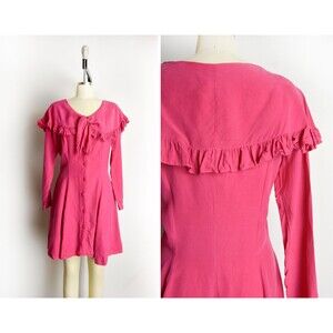 1980s Magenta Dress Size Small 80s Hot Pink Dress Vintage Mini Dress